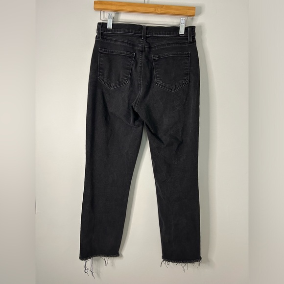 L’Agence Black Button Fly High Rise Raw Hem Straight Leg Jeans - Picture 7 of 7